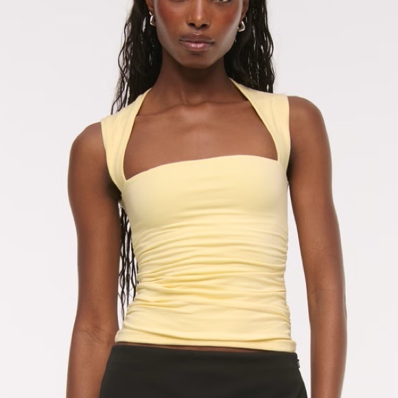 Pale Yellow ‘Silky Knit’ Square Neck Tank Top - Picture 1 of 7